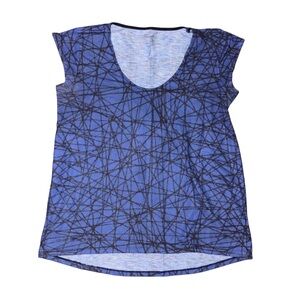 Kenneth Cole Blue & Black Cracked Pattern Top